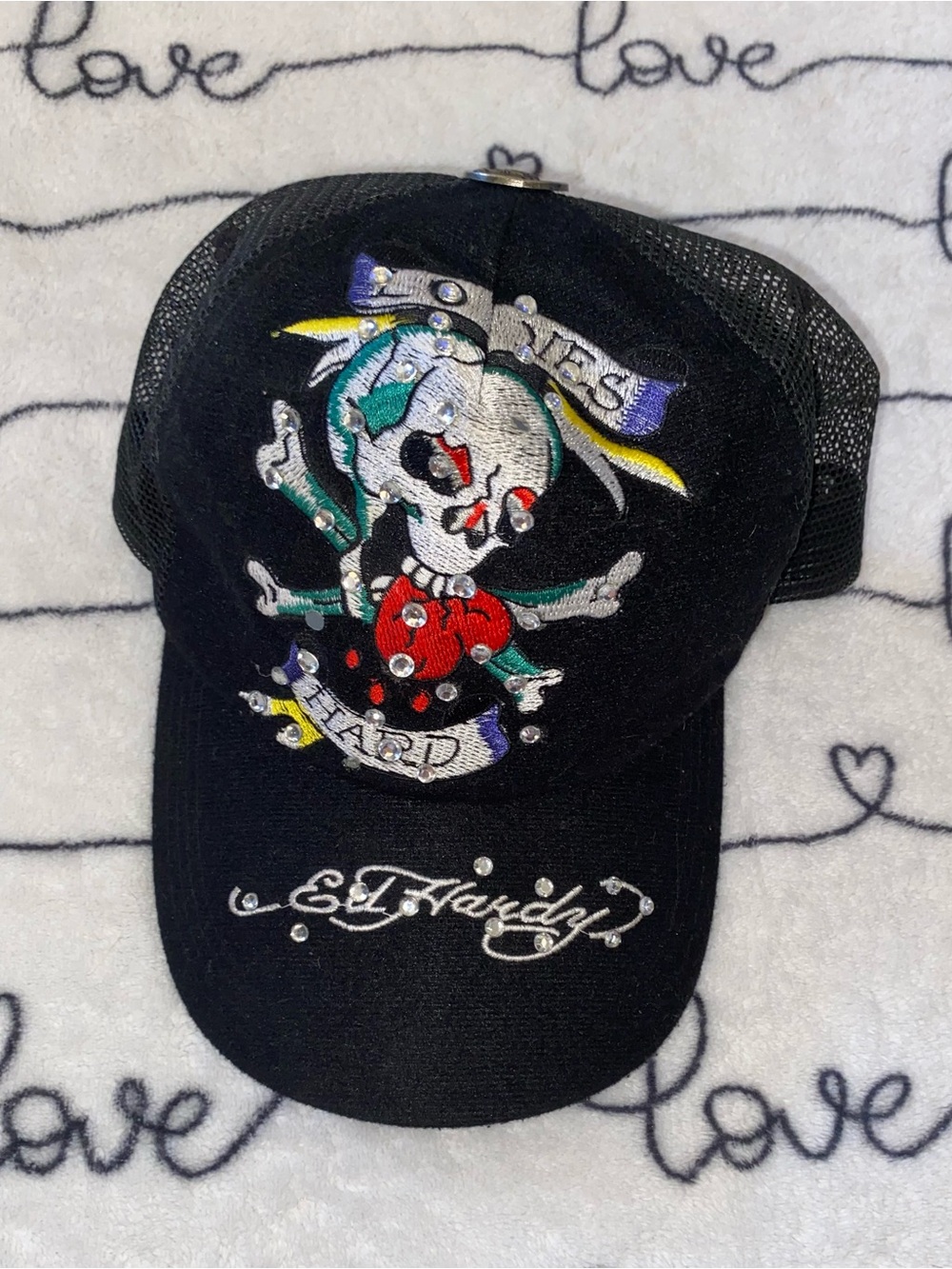 Ed Hardy Black rhinestone hat vintage (rare) Original Don Ed Hardy tag!!